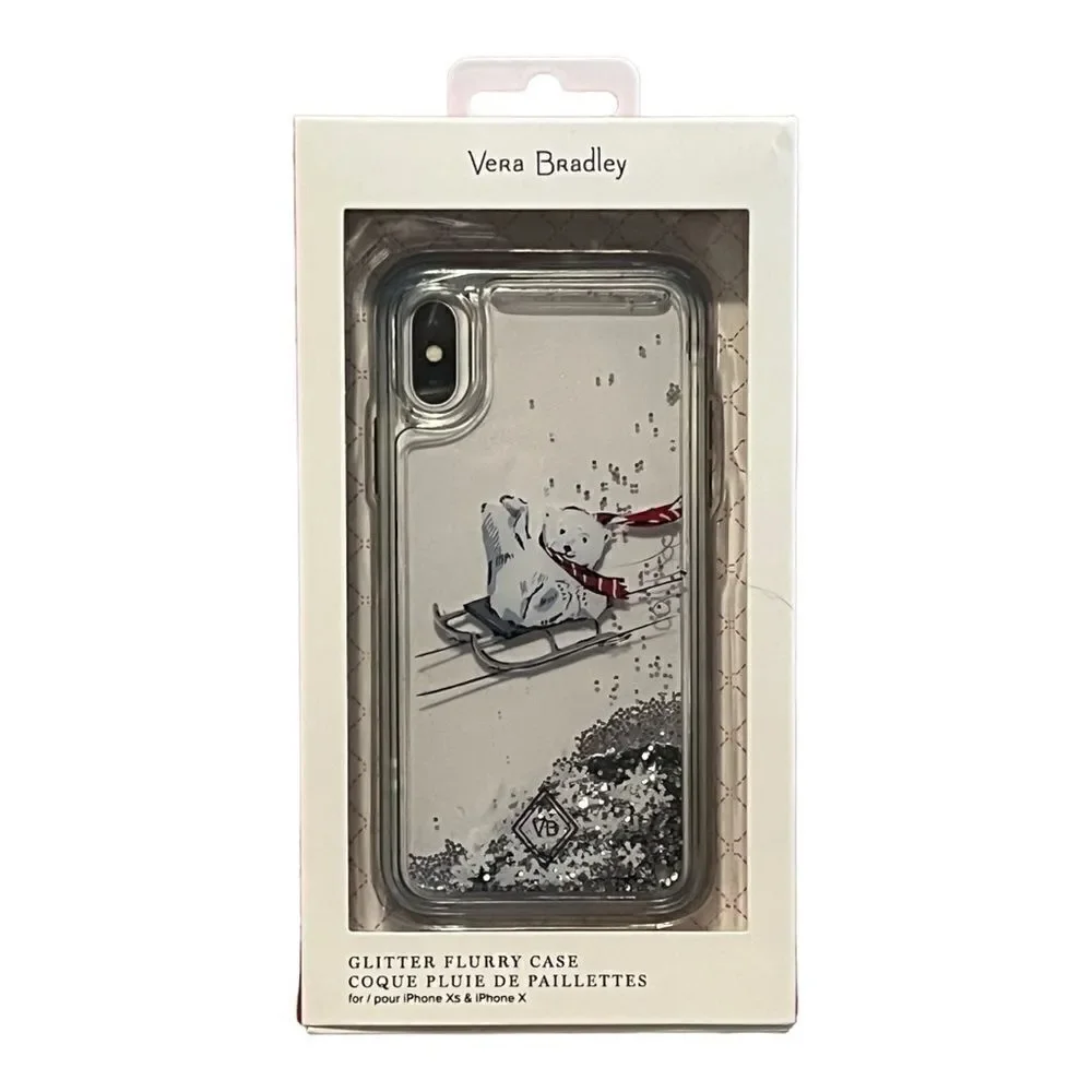 Vera Bradley Polar Bear Glitter Flurry Case for iPhone Xs & X EUC